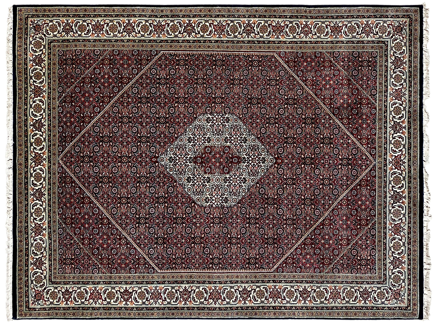 Roter Bidjar Teppich für Wohnzimmer, edler Klassiker, 245x180 cm