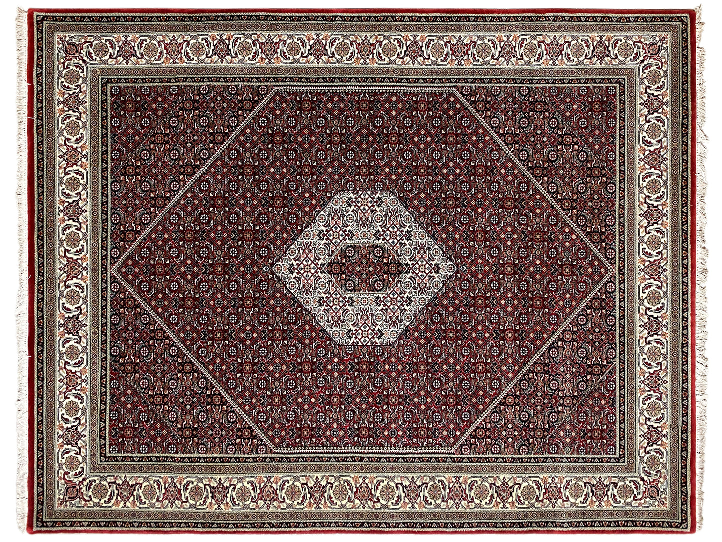 Traditioneller Bidjar Perserteppich rot mit geometrischen Ornamenten