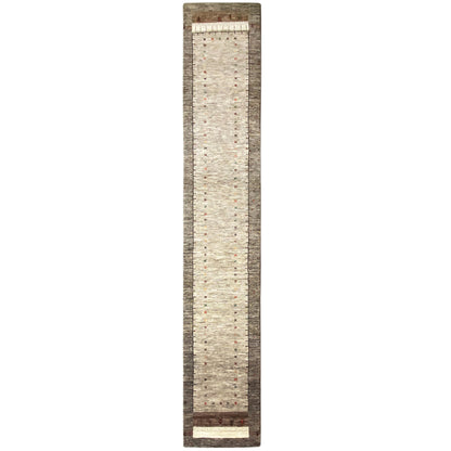 Handgeknüpfter Gabbeh Läufer Teppich in Beige, 506x79 cm, pflanzengefärbte Wolle