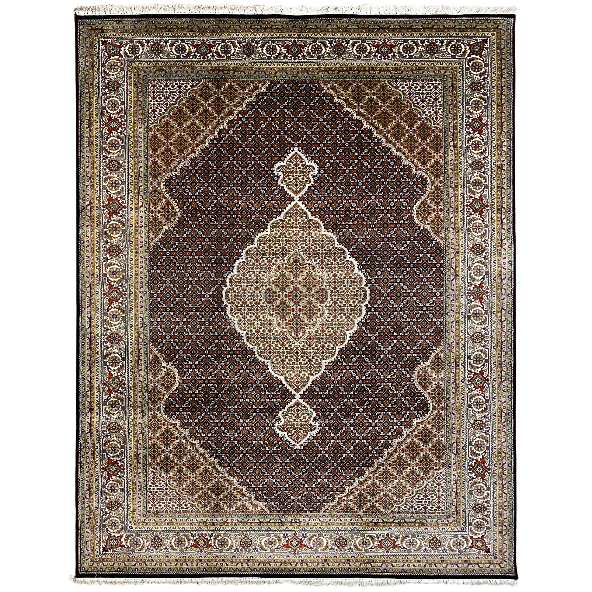 Fein geknüpfter Indo Tabriz Teppich mit orientalischer Ornamentik