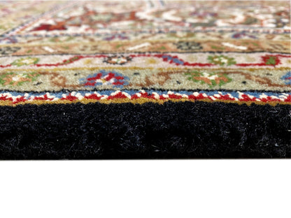 Luxuriöser Indo Tabriz Teppich braun beige mit detailreicher Bordüre