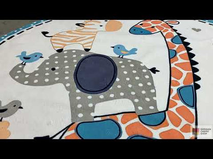 Rond kindervloerkleed Dieren, 120 cm