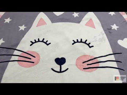 Rond kindervloerkleed Kat, 120 cm