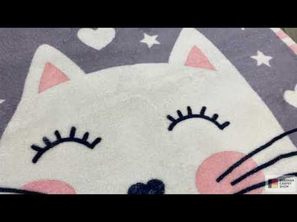 Rond kindervloerkleed Kat, 100 cm