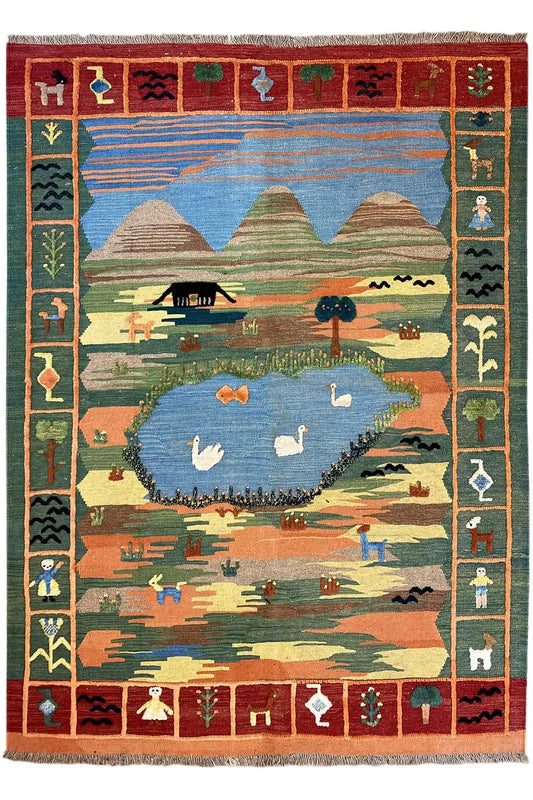 Kilim Qashqai - (201x146 cm) - Premium Kelim from German Carpet Shop - Just €429! Shop now at German Carpet Shop